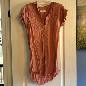 Rust short sleeve shirt dress